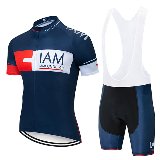 2019 Maillot IAM Tirantes Mangas Cortas Azul Oscuro